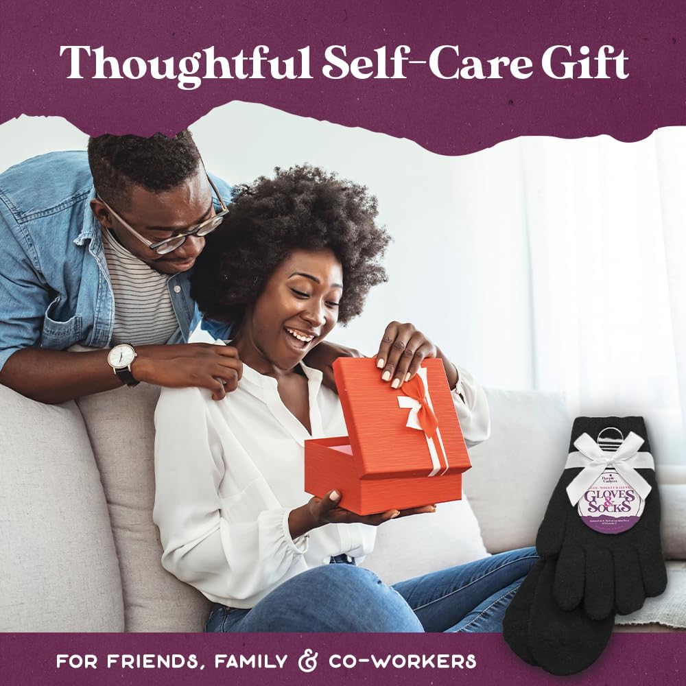 Purple Canyon Moisturizing Socks and Gloves Set | Black Fuzzy Socks and Gloves with Aloe and Vitamin E for Women | Women's Gifts for Self-Care