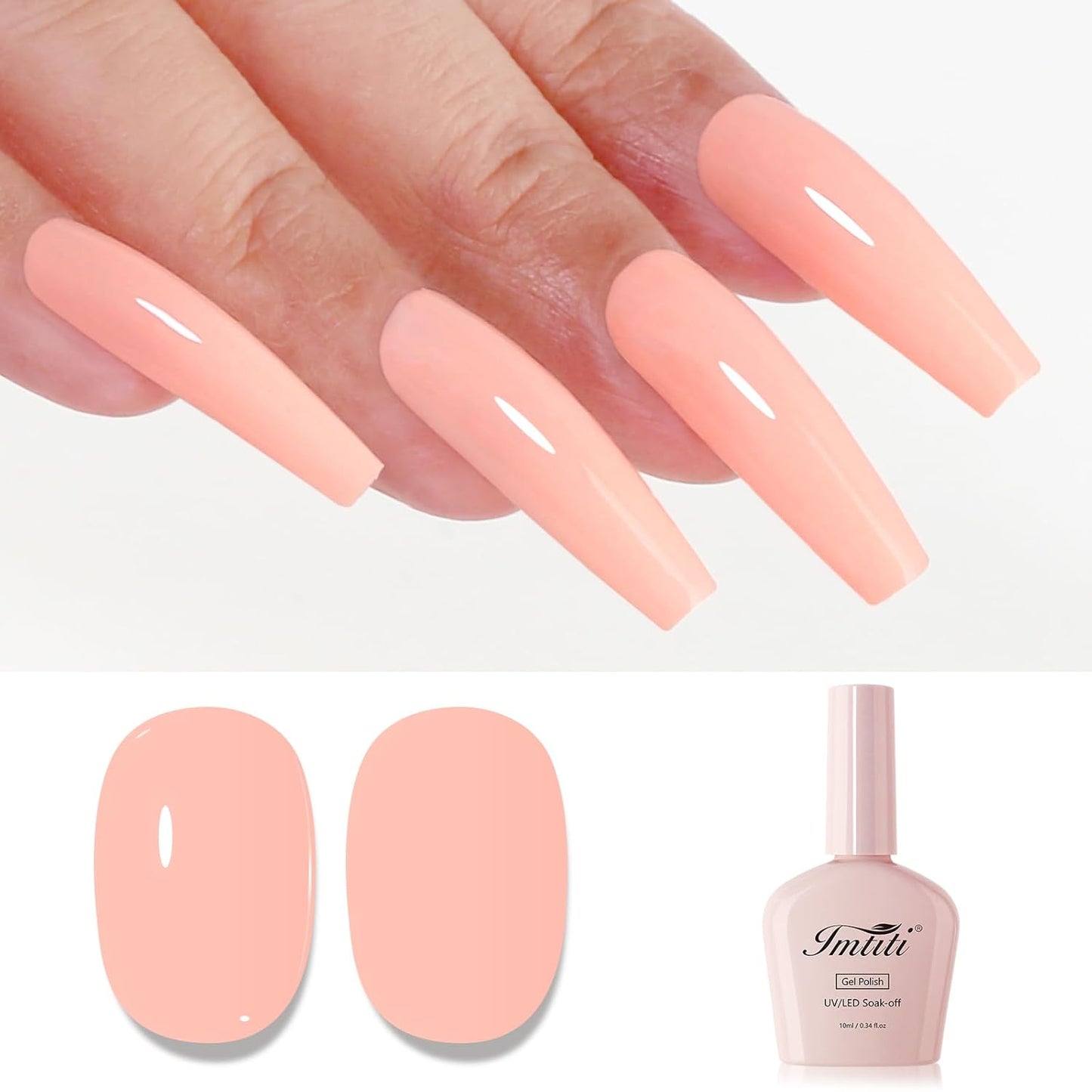 Imtiti Coral Gel Nail Polish, Light Coral Orange Gel Polish High Gloss Soak Off UV LED Spring Summer Art Manicure Salon DIY Design 10ML