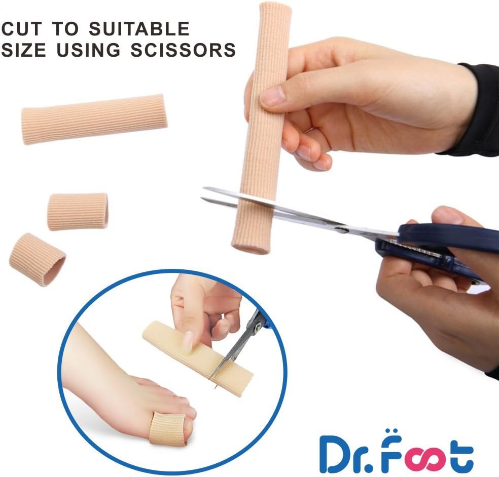 Dr. Foot's Toe Tubes-3 Pcs-Fabric Sleeve Protectors with Gel Lining Pad The Toes to Prevent Corn, Callus & Blister-Bunions Sore Corns Hammertoes Gel Toe Separators Protector
