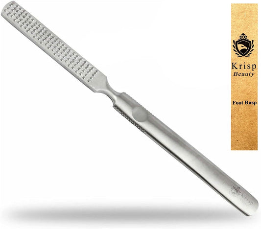 Foot Rasp Foot File Callus Remover Professional 7” Corn Removers for Toes Foot Care Pumice Pedicure Tool to Remove Hard Skin Wet Dry Callus Shaver for Feet, Colossal Stainless Steel by Krisp Beauty