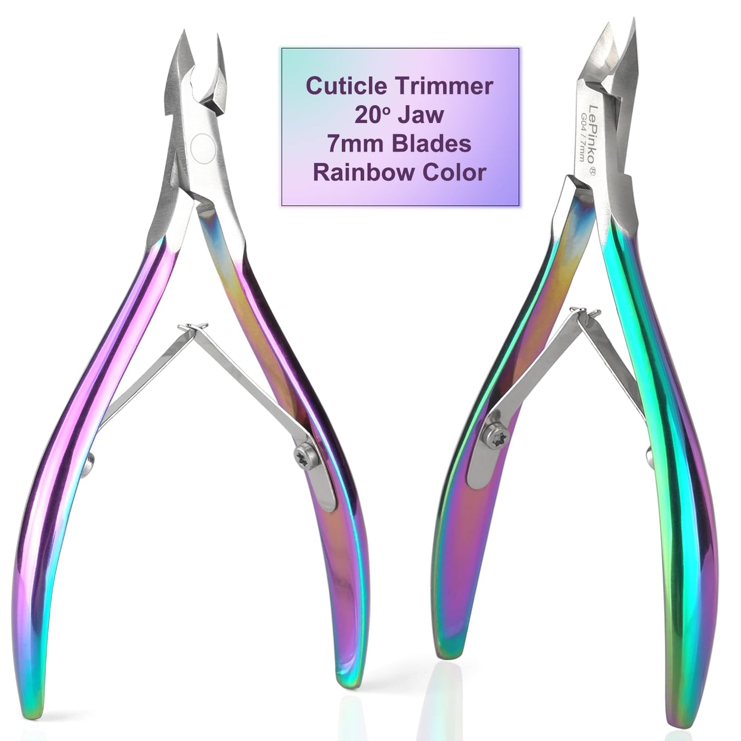LePinko Professional Cuticle Trimmer with Cuticle Pusher, Super Labor-saving Dead Skin Nippers, Sharp Hangnail Remover for Fingernail Toenail, Pedicure Manicure Nail Care Tool for Women Men, 7mm Jaw