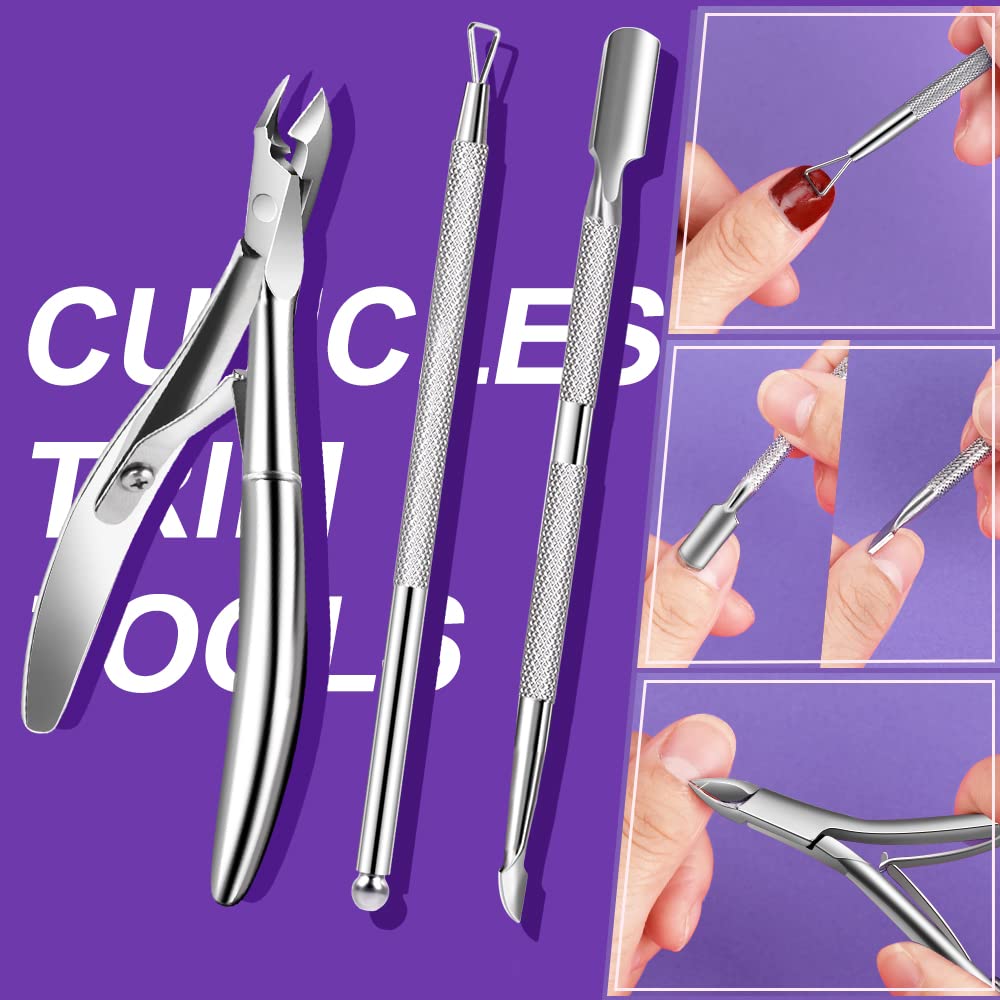 TsMADDTs 13PCS Manicure and Pedicure Tools Kit, Nail Files and Buffers Block, Polish Buffer, Cuticle Nippers, Cuticle Pusher and Peeler, File and Lifters for Toenails