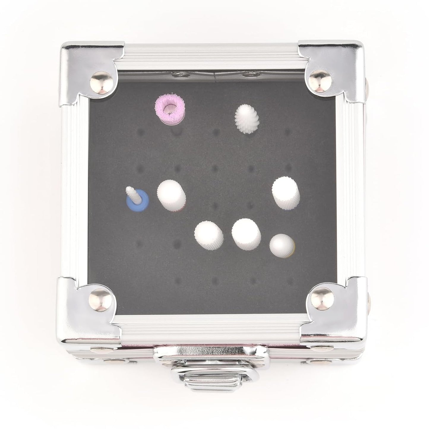 Professional 25 Holes Nail Drill Bits Box Container Nail Drill Grinding Bit Holder Nail Polish Head Storage Box Nail Tools Organizers Container Display Storage Box Manicure Tool (Aurora)