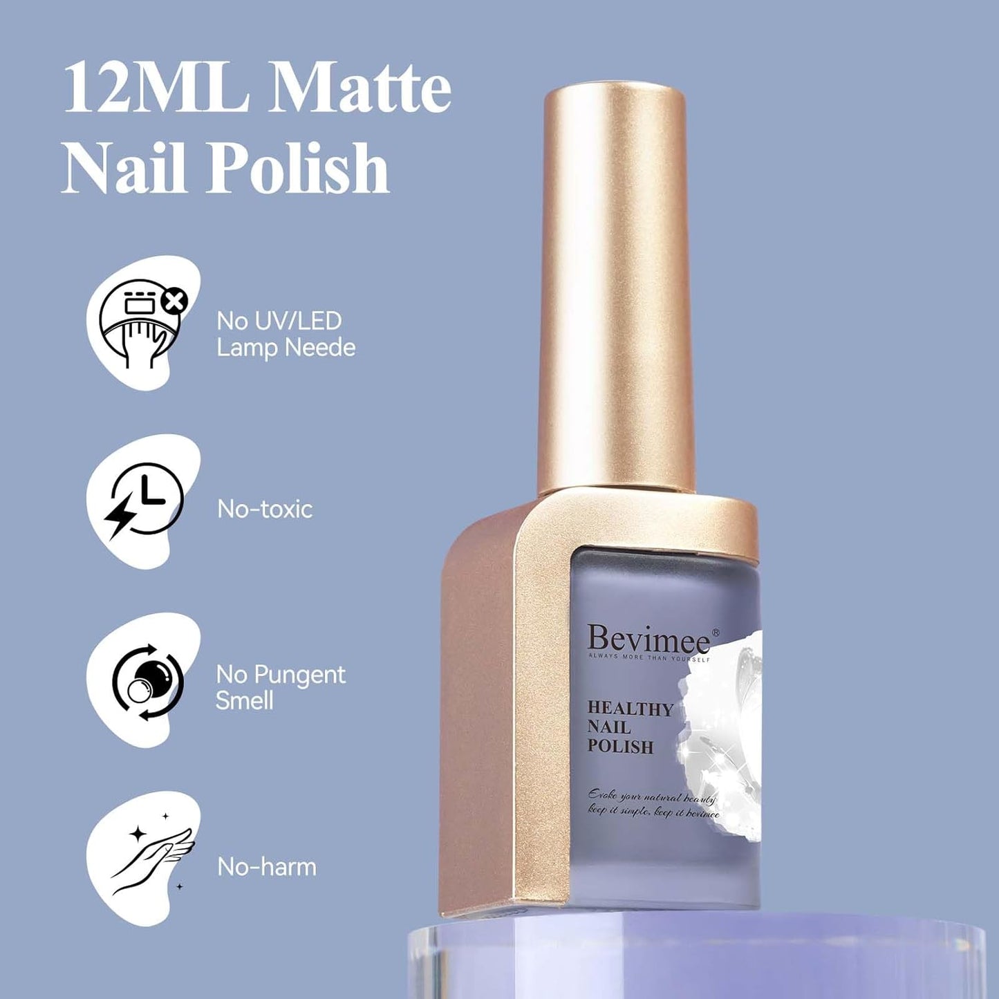 Chrome Nail Polish Metallic Mirror Effect, Air Quick Dry Holographic Nail Lacquer Silver Purple Regular Color for Finger Toe Nail French Manicure Art