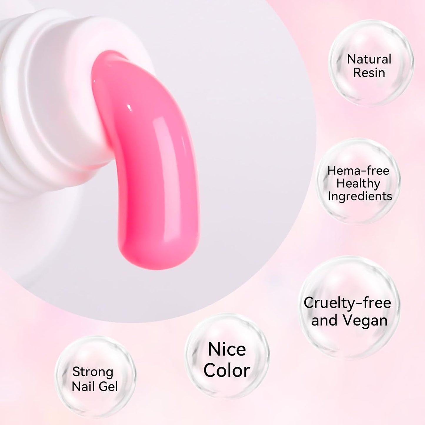 Makartt Poly Nail Gel Set: White & Hot Pink Color, Strong Builder for Extension Strengthener 3D Diy, Long-lasting for Nails French Manicures Home Salon-2PCs 30ML