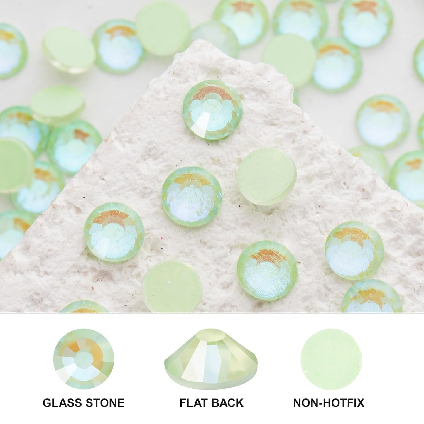 Novani 3000 Pieces Flatback Rhinestones Glass Round Gems F-Lt.Green Crystals for Nail Art DIY Crafts Clothes Shoes,SS10,2.7-2.9mm