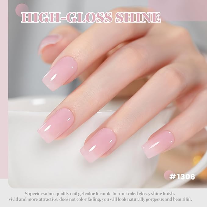 RARJSM Nude Gray Milky Pink Gel Nail Polish Neutral Skin Tone Sheer Jelly Gelpolish 1PC 15ml Single Bottle Creamy Transparent Natural Nudegel Polish Soak off Cured for Home Salon French Manicure