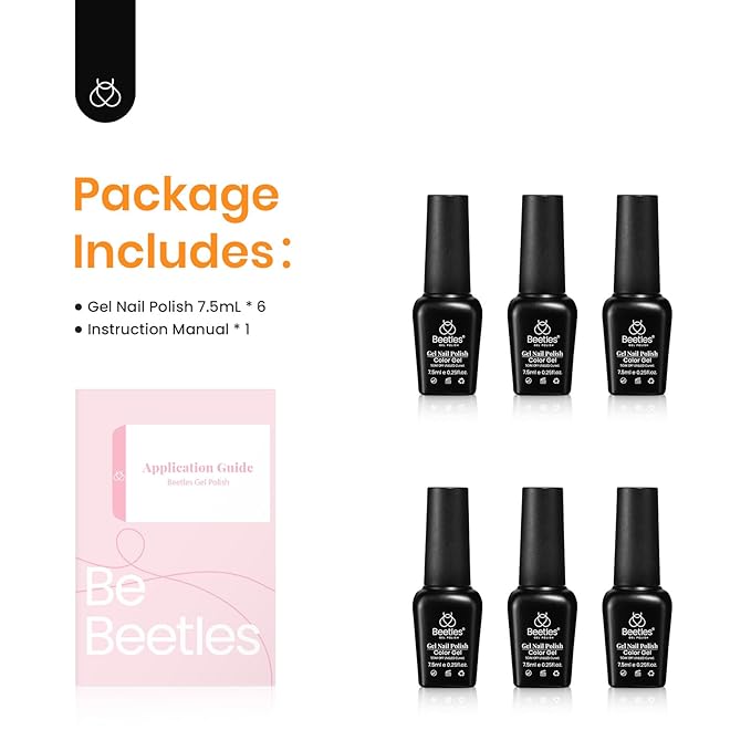 Beetles Fall Gel Nail Polish Set, Hotel California Collection Light Blue Orange Dusty Pink Gel Polish All Seasons Nail Art Manicure Kit Soak Off Uv LED Gel Gift for Girl Women