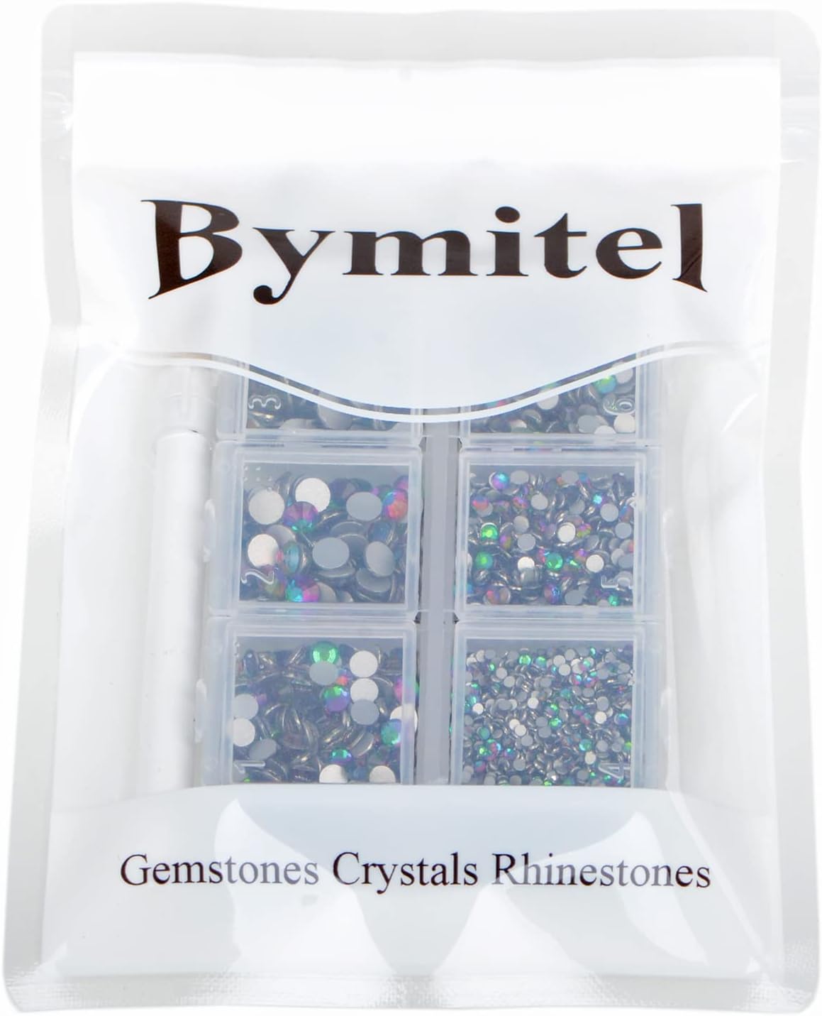 Bymitel 5000 Pieces 6 Mixed Sizes Glue Fix on Glass Rhinestones Round Crystal Gems Flatback for DIY Jewelry Making with one Picking Pen(6-Sizes 5000PCS, Green Volcanic)