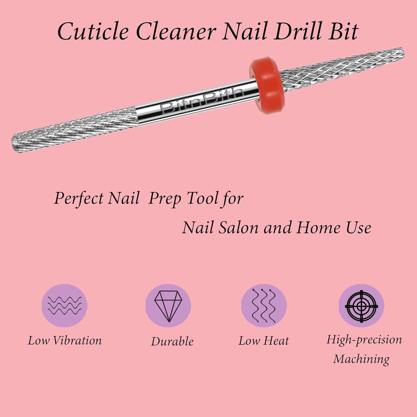 Nail Drill Bit Double Heads Cuticle Nail Drill Bit 3/32" Professional Tungsten Carbide Nail Bit,Safety for Nail Prepare,Dead Skin Cleaner,Manicure Pedicure Nail Supplies Home Salon,Fine