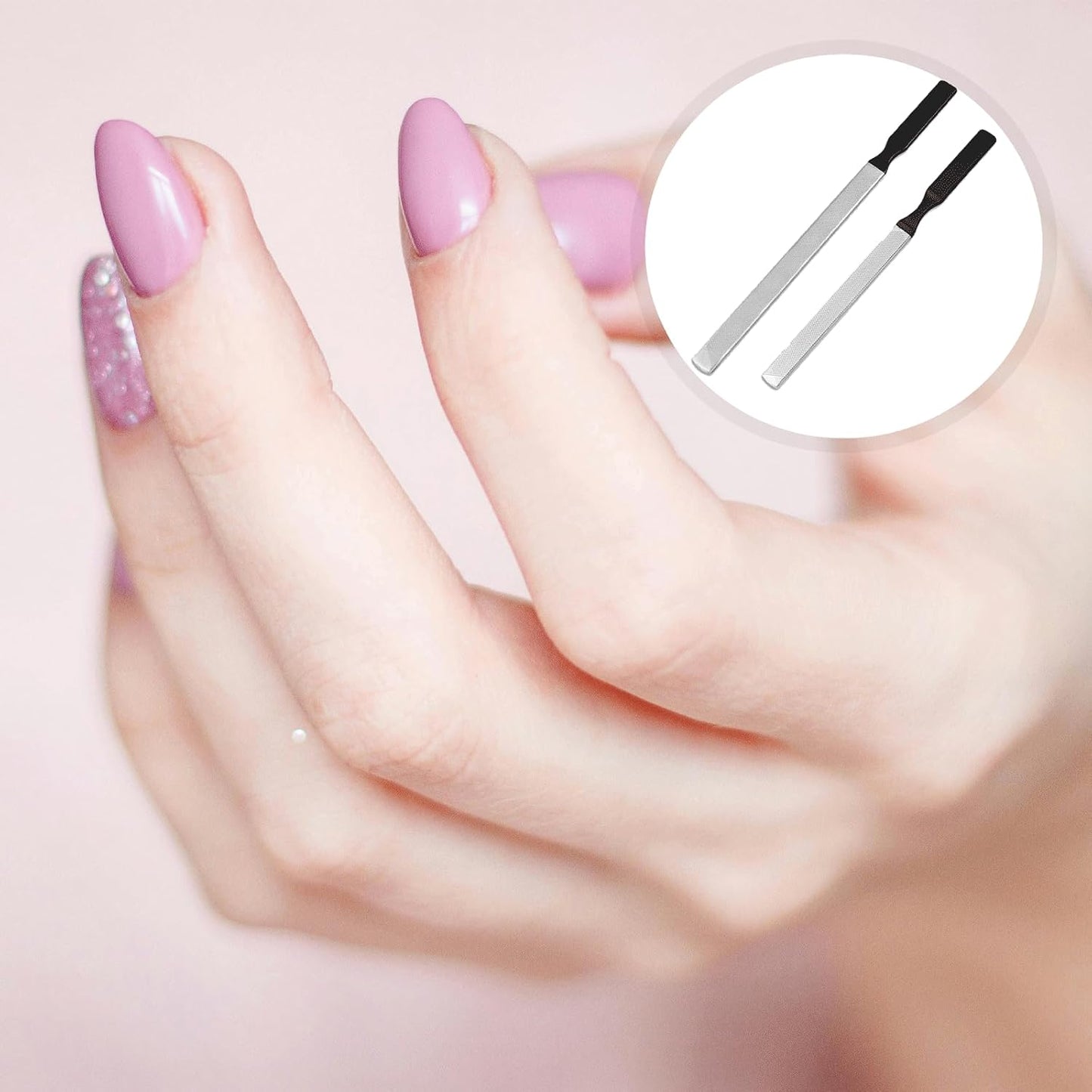 6PCS Metal Toe Nail Files for Thick Nails, Stainless Steel Double Sided Fingernail Toenail Files, Reusable Manicure Files for Women Men