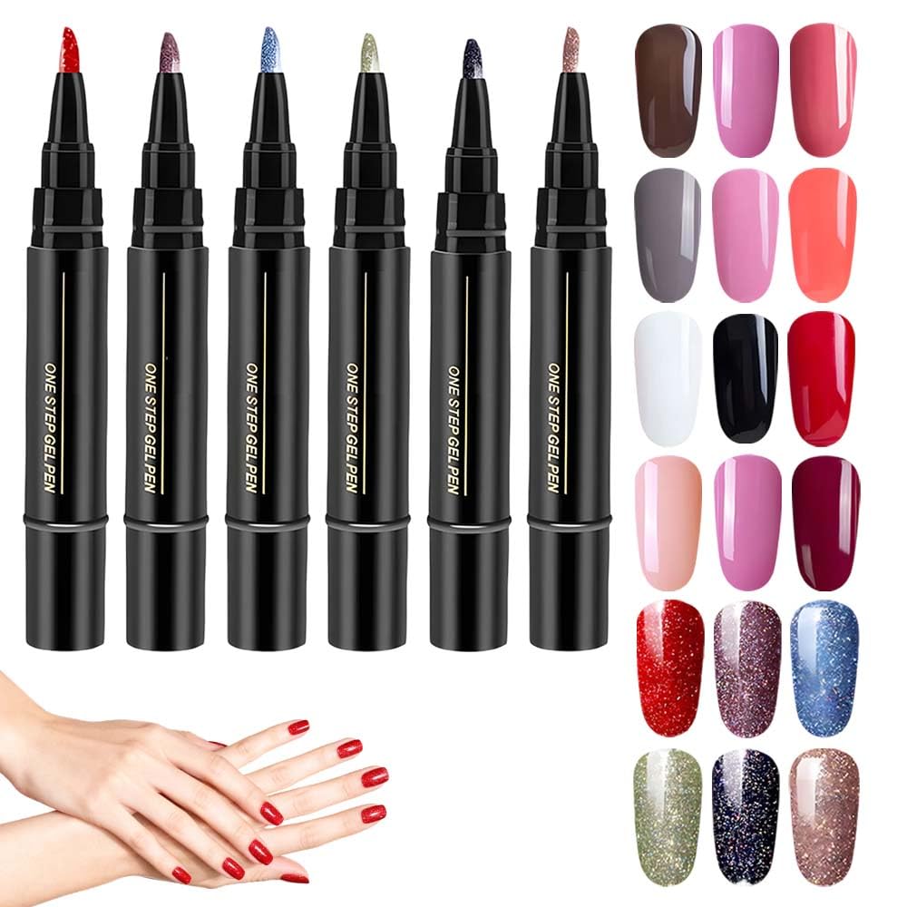 Nail Polish Pens, 3 in 1 Quick Dry Gel Polish Pens with 18 Colors 5ML, for DIY Nail Art, Easy Home Use for Women (Color 1-18)