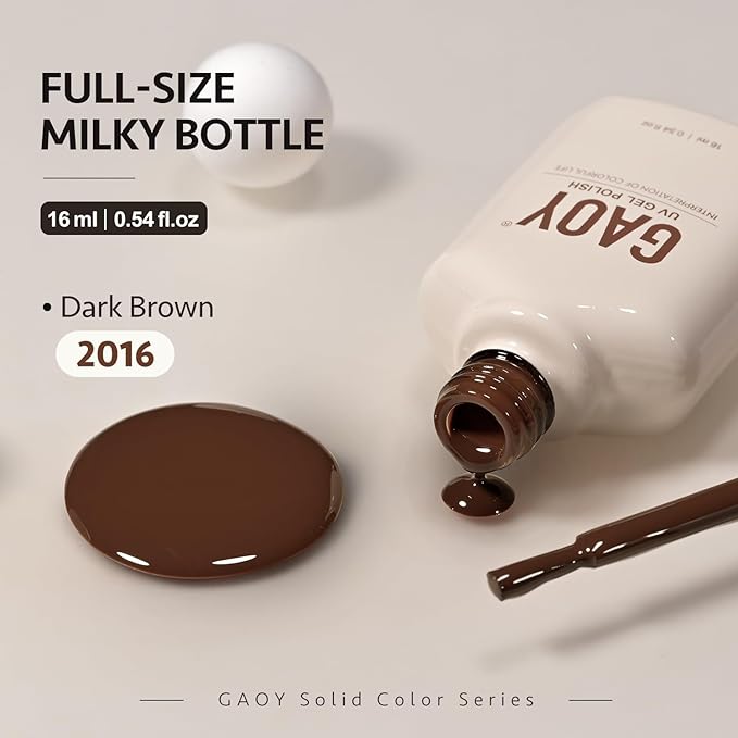 GAOY Brown Gel Nail Polish, 16ml Soak Off Gel Polish, UV Light Cure for Nail Art DIY Manicure at Home, 2016 Dark Brown