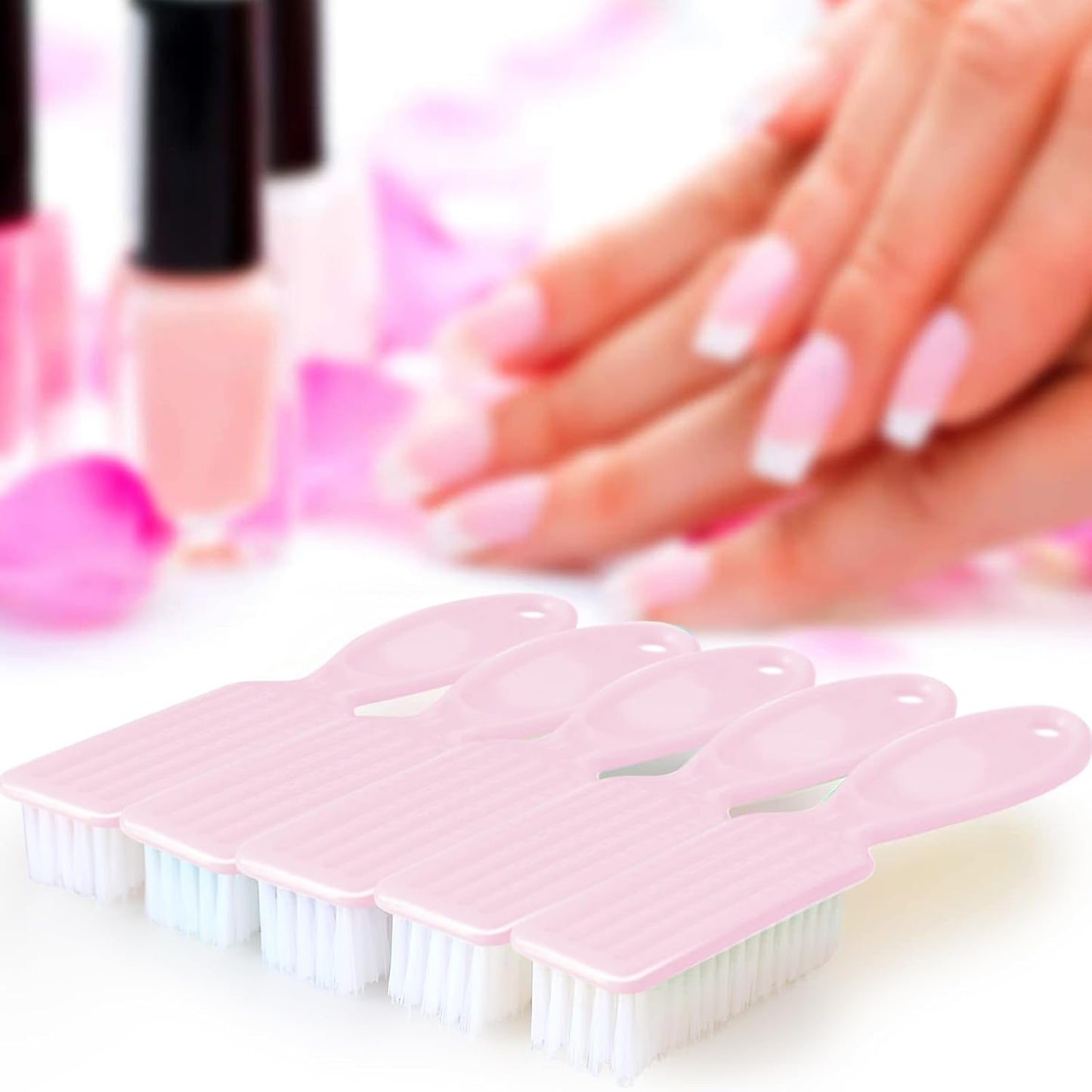 NICEMOVIC 10 Pcs Nail Brush for Cleaning Fingernails, Handle Grip Nail Scrubber Brush, Hand Fingernail Cleaner Brush Manicure Tools Scrub Cleaning Brushes, Use for Toe and Nail Cleaning (Macaron-Pink)