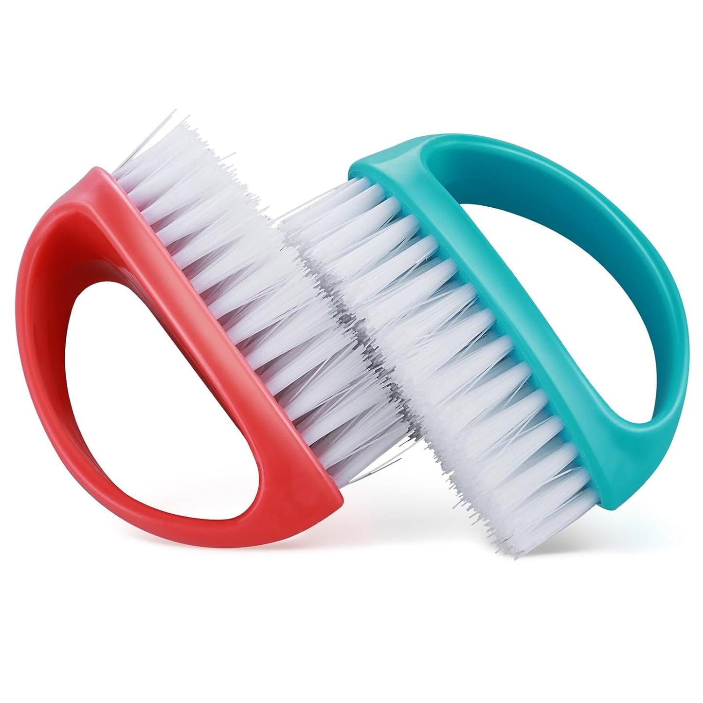 Hand Nail Brushes, 2pcs Grip Clean Heavy Duty Nail Brushes for Cleaning Fingernails Nylon Firm Stiff Bristles Deep Clean Scrubber for Mechanics Gardeners Hand Under Nails Toes(Red, Blue)
