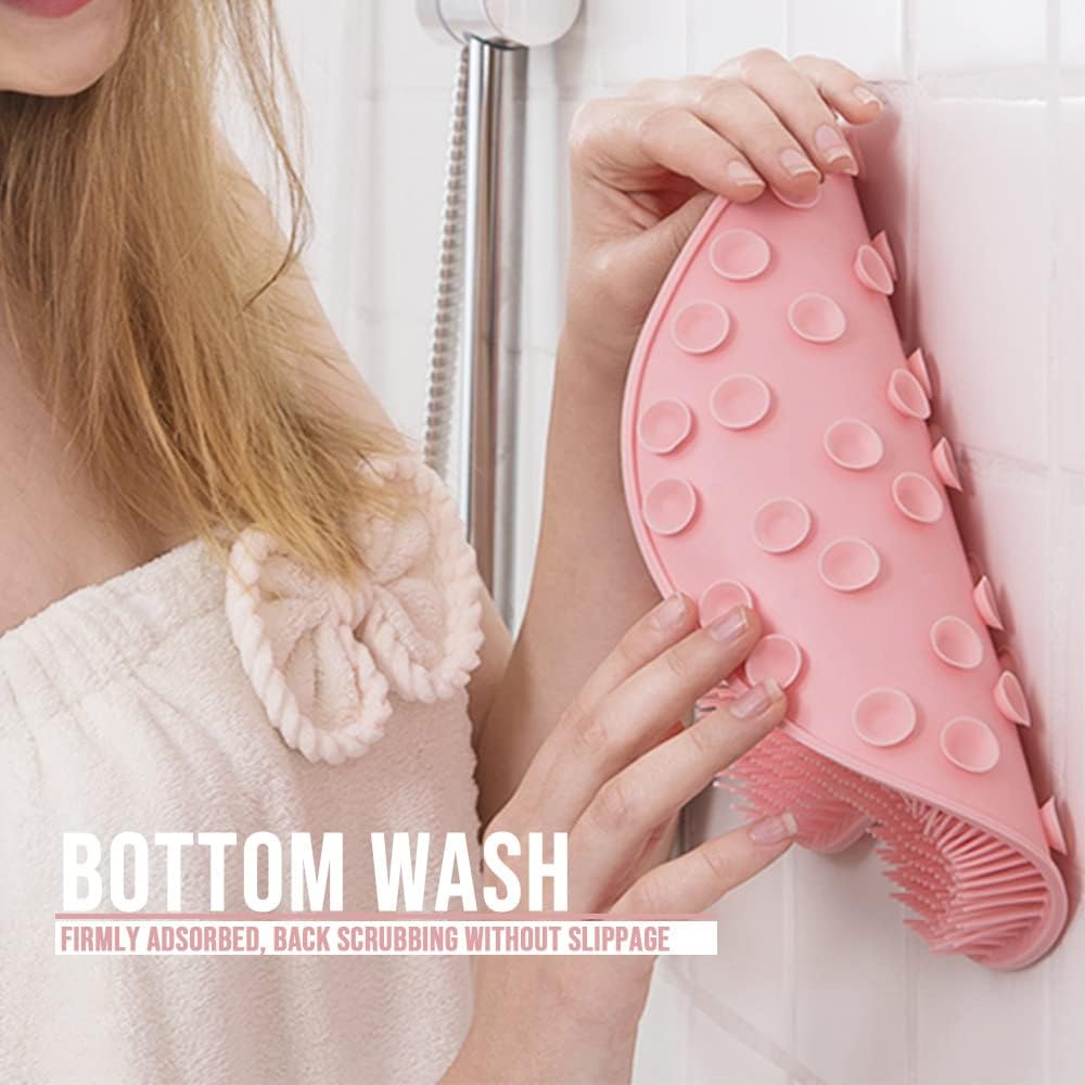 Shower Foot Scrubber Mat with Non-Slip Suction Cups, Foot Back Cleaning Pad Back Washer Exfoliating Bath Wash Pad, Wall Mounted Slip Suction Cups for Use in Cleaner Men and Women (Green)