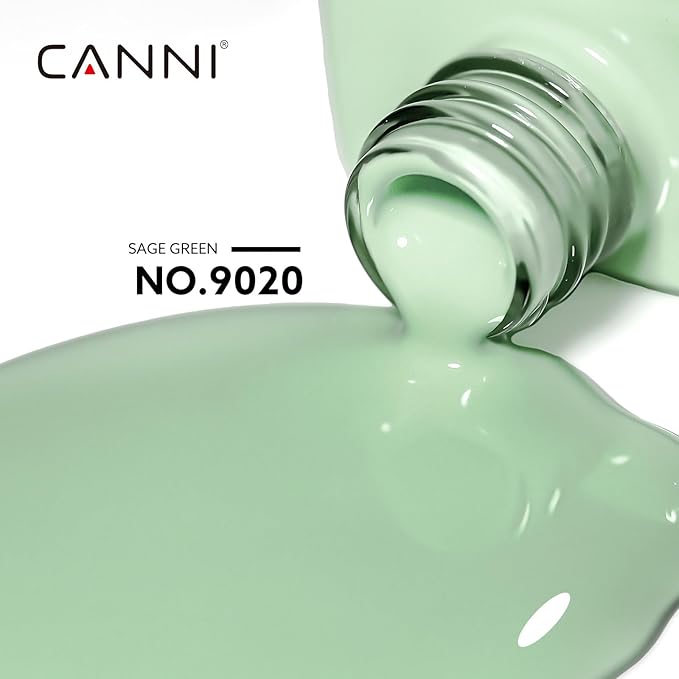 CANNI Light Green Gel Nail Polish, 1Pcs Sage Green Gel Polish Mint Color High Gloss Soak Off U V Nail Manicure Salon DIY