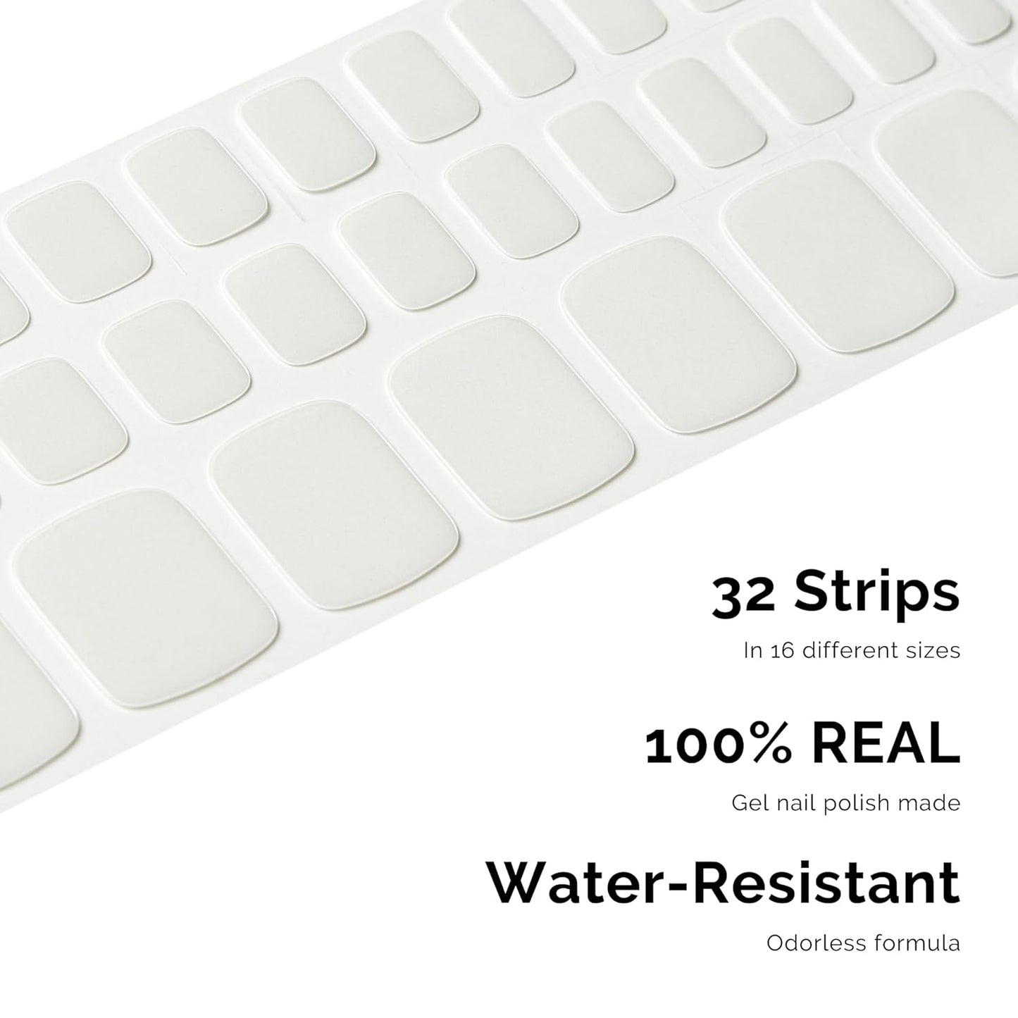 NAILOG Semi Cured Gel Nail Strips, Toe Nail Polish Strips with Glossy Gel Finishing | Buy 2 Get 1 UV Lamp| 32 Pieces Long Lasting Pedi Stickers | Pearl White