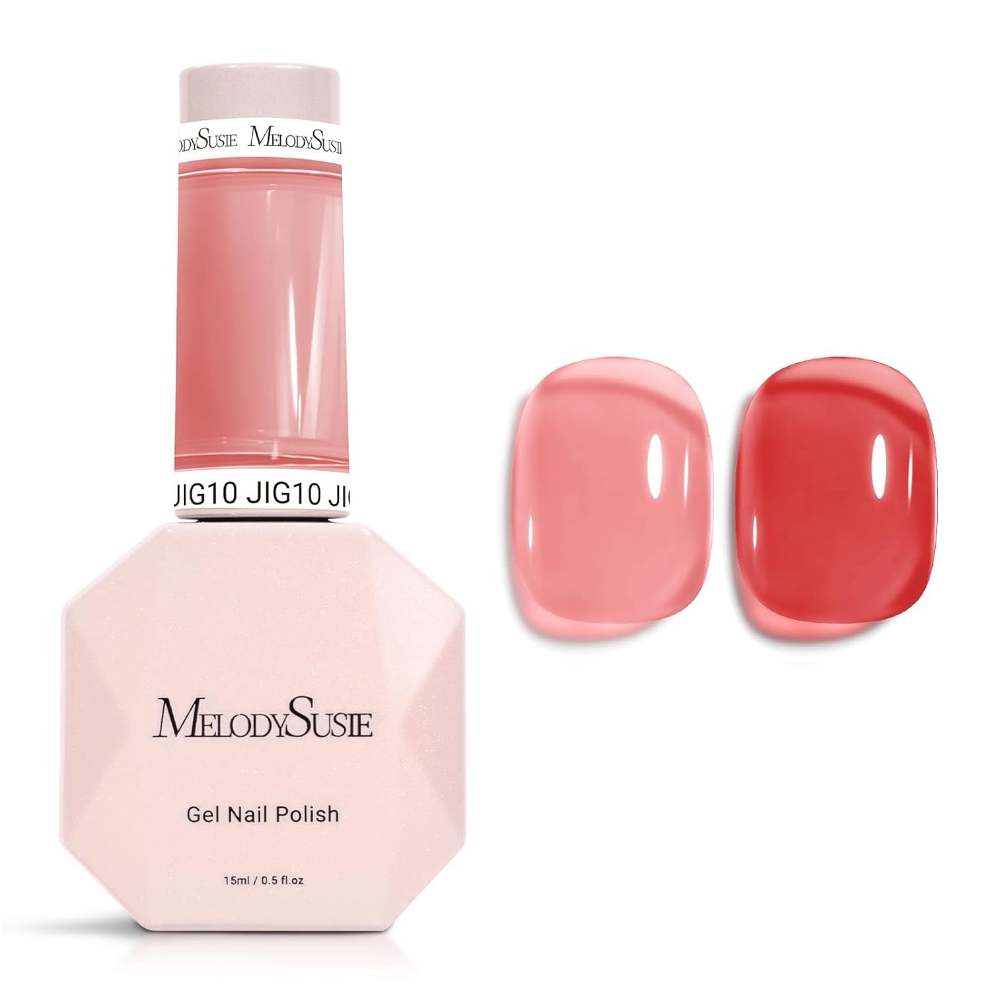 MelodySusie Gel Nail Polish, 0.5Fl.oz Jeweliver Jelly Rusty Red Gel Polish Translucent Orange Nude Color Sheer Soak Off UV LED Light Cure Gift for Women Nail Art Manicure JIG10