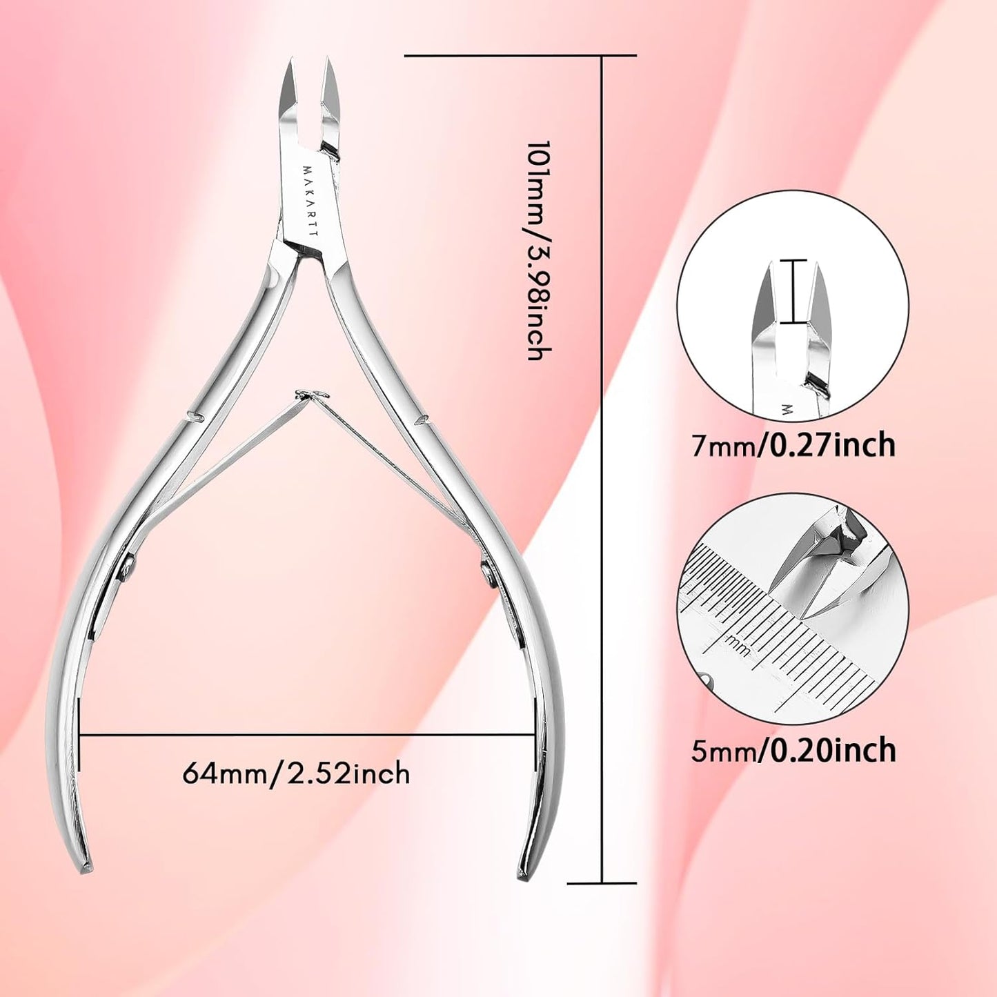 Makartt Cuticle Nipper, Full Jaw Sharp Nail Trimmer Cutter for Care & Prep, Manicure Kit for Home and Salon Use (Silver, Pack of 1)
