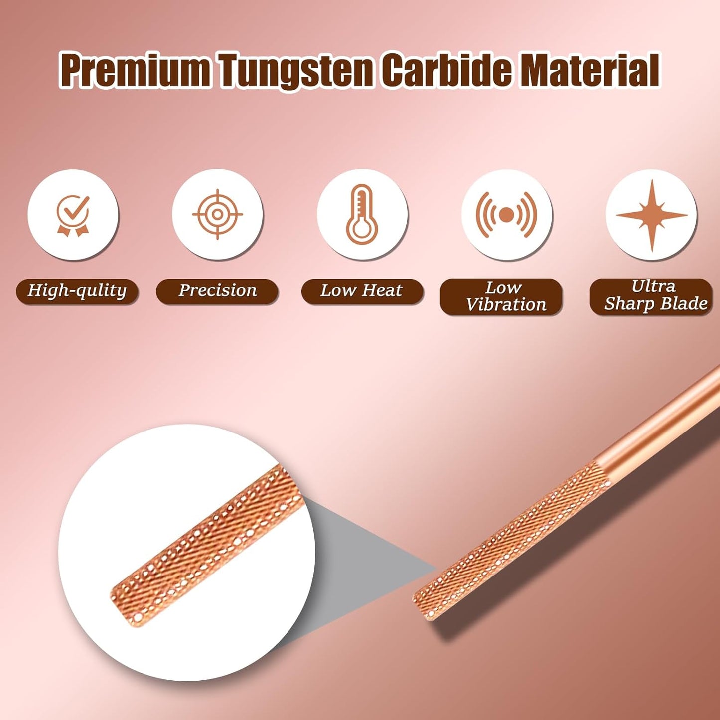 Nail Drill Bit 3/32'', Safety Carbide Cuticle Remover Drill Bit, 5X Coarse Grit to Extra Fine Grit, Electric Drill Bit for Nature Nail Bed File Cuticle Dead Skin Cleaning Nail Prepare (Rose Gold, 5XF)