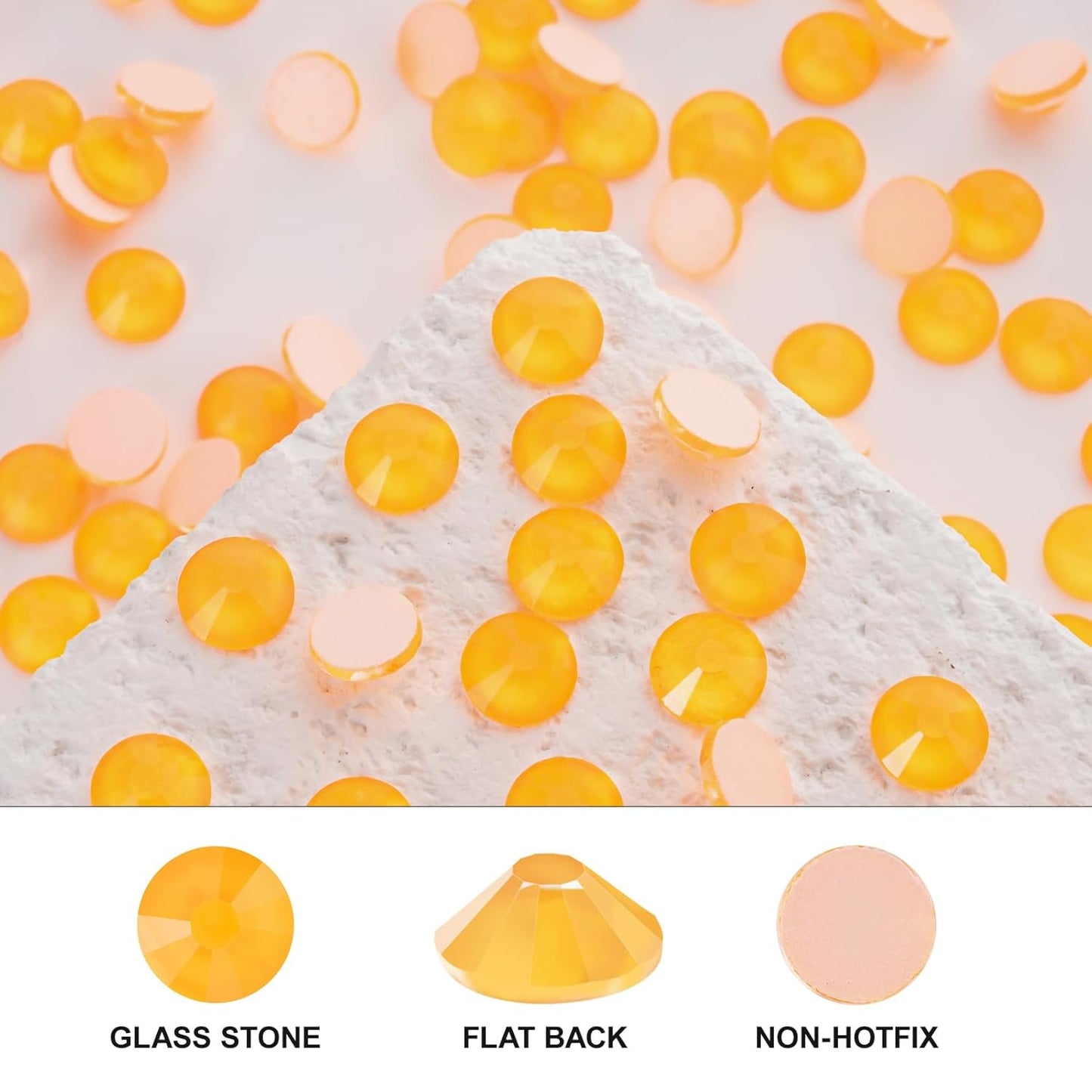 Novani 3000 Pieces Flatback Rhinestones Glass Round Gems Neon-Orange Crystals for Nail Art DIY Crafts Clothes Shoes,SS12,3.0-3.2mm