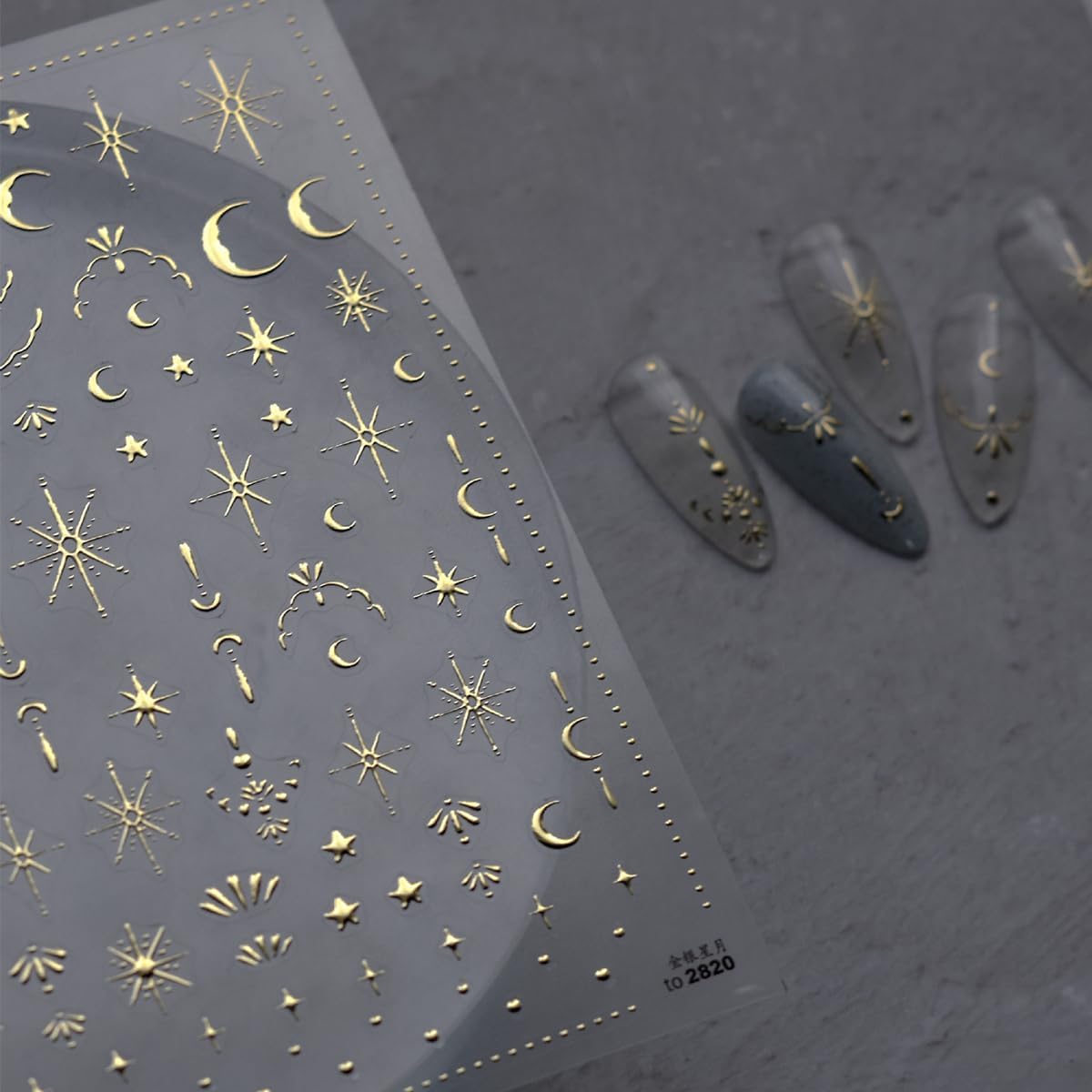 Moon Star Nail Art Stickers 5D Embossed Gold Star Nail Decals Gold Star Moon Nail Stickers for Nail Art Self-Adhesive Luxury Nail Design Star Nail Supplies for Women Girls DIY Manicure Decoration