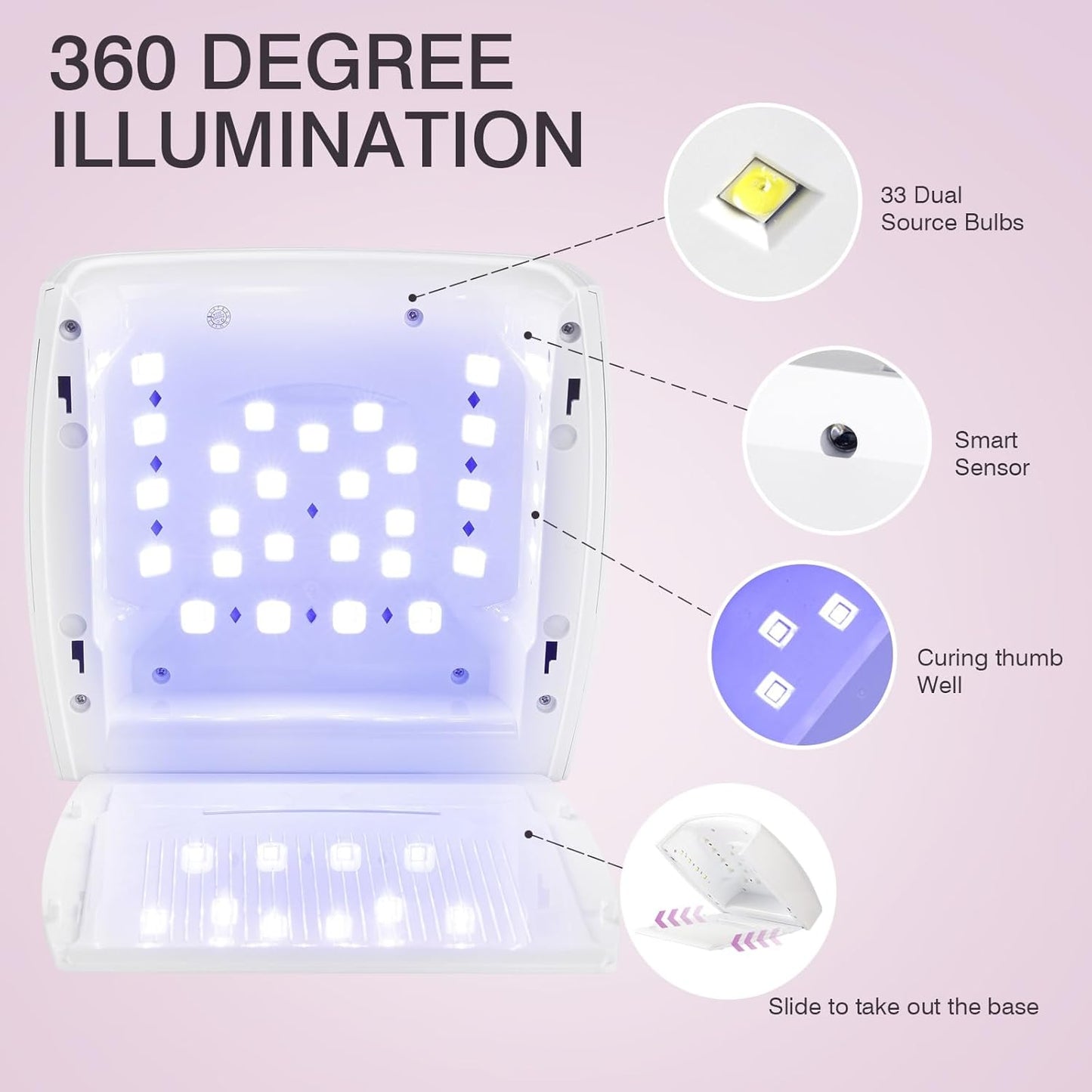 Cordless UV LED Nail Lamp, Rechargeable 66W UV Light Nail Curing Lamp for Gel Nails Acrylic Polish with Auto Sensor & 5 Timer for Home & Salon