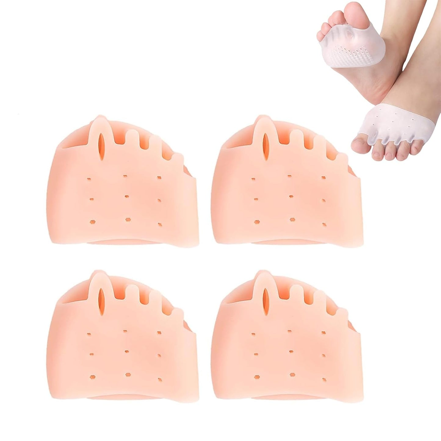 Toe Sleeves, 2 Packs Cove Silicone Toe Separators for Women & Men, Breathable Soft and Comfortable Gel Foot Cushions, Ideal for Daily Wear (2 Pairs, Skin Color)