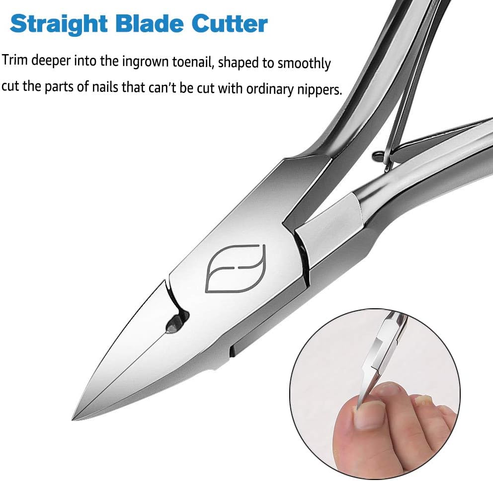 FERYES Toenail Clippers Straight Blade for Thick Toenails, Nail Clippers for Thick and Ingrown Nails - High Temperature Forging Stainless Steel Toe Nail Tools