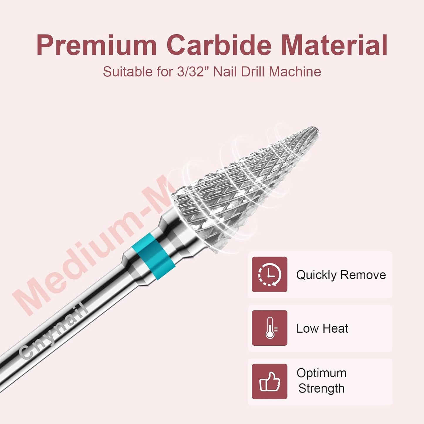3/32" 2PCS Clean Umberllas Bits Medium Grit Carbide Cuticle Cleaner Bit for Electric Nail Drills – Professional Manicure Tool for Nail Salons and Home Use (M Grit. Silver)