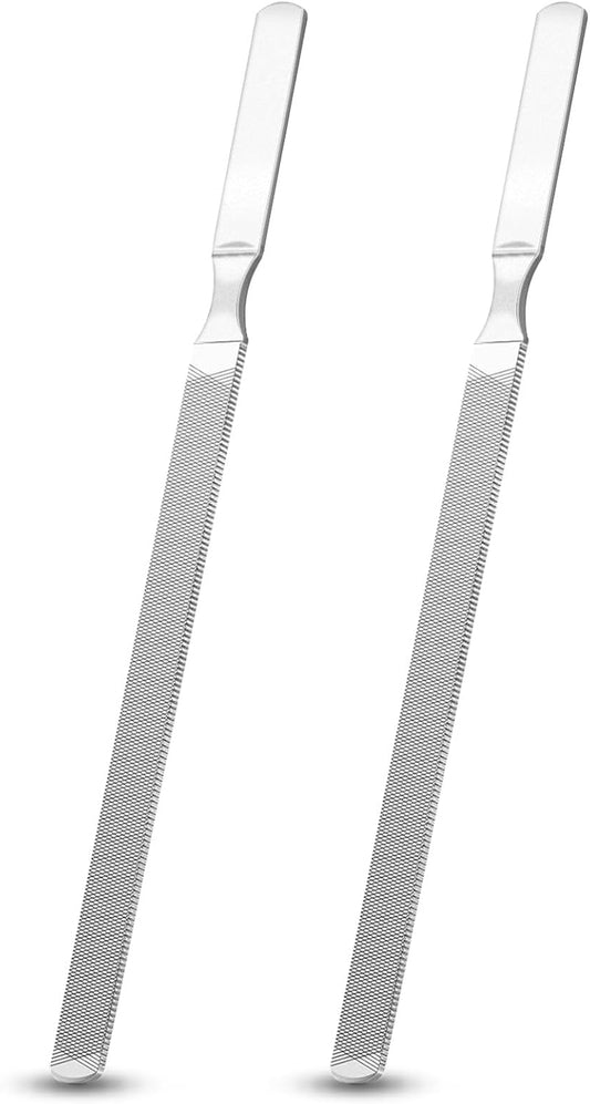 Toenail Files for Thick Nails, 4 Sides Heavy Duty Toe Nail File for Thick Toenails, Stainless Steel 7” Long Filer for Men Women, Metal Fingernail Filing Durable Nail Care Tool (2 Pcs/7.1IN)