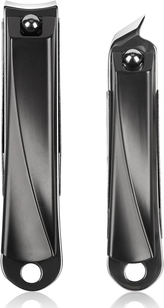 Ingrown Toenail Clippers for Thick Nails (2-Pack) - Professional Grade Stainless Steel Nail Clipper Kit with Anti-Splash Design - Effective Ingrown Nail Removal for Men & Women