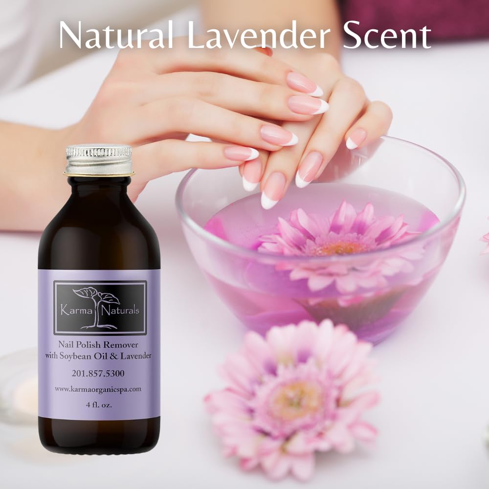 Karma Organic Nail Polish Remover with Soybean Oil and Lavender Oil- Non Toxic, Vegan, Cruelty Free, Acetone Free – Nails Strengthener for Fingernails – 12 fl. Oz. (3 Pack)
