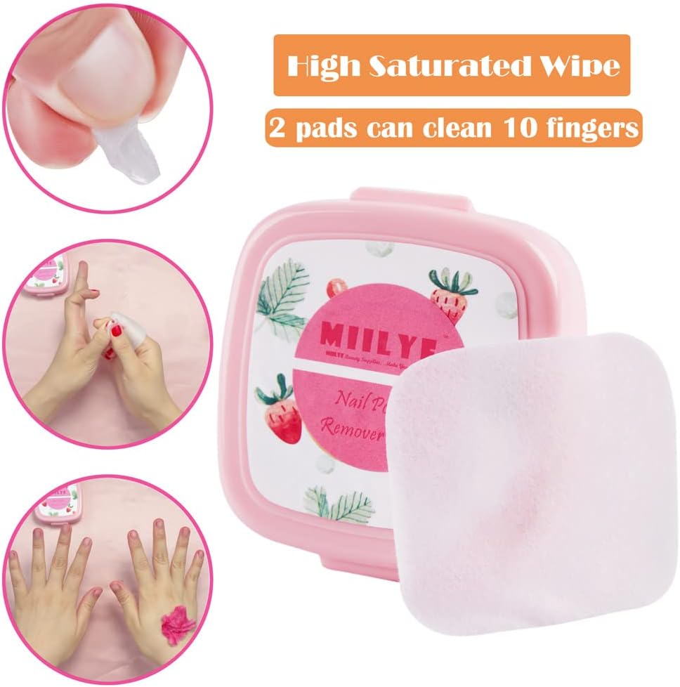 80PCS Nail Polish Remover Pads in Box, Easy to Carry | Instant Removal | Lint Free Nail Polish Wipes for Natural Air-Dried Water/Oil Based Nail Polish Soak Off