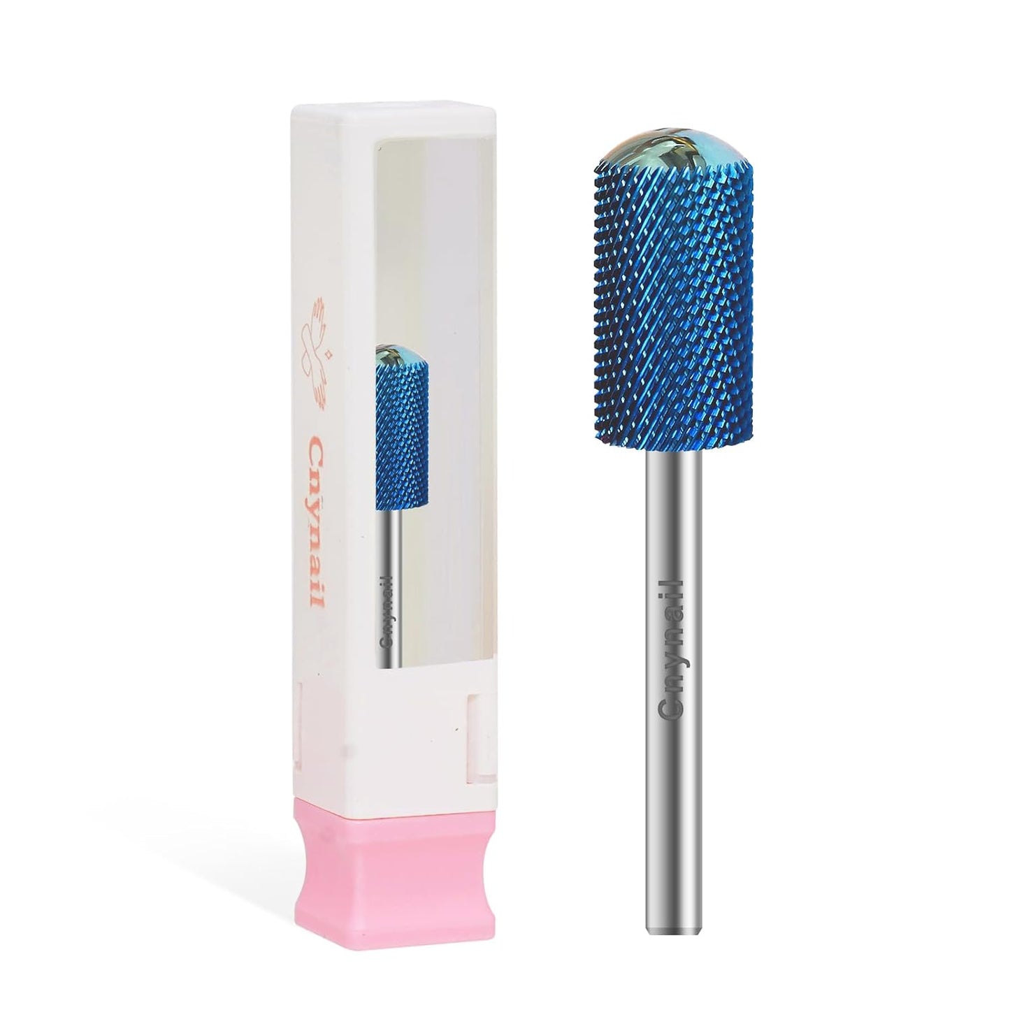 3/32" Large Barrel Smooth Round Top Tungsten Carbide Nail Drill Bit Safety Bit for Gel & Acrylic Removal, 2-Way Rotating Efile Tip, Salon Electric File Accessory (F Grit, Blue)