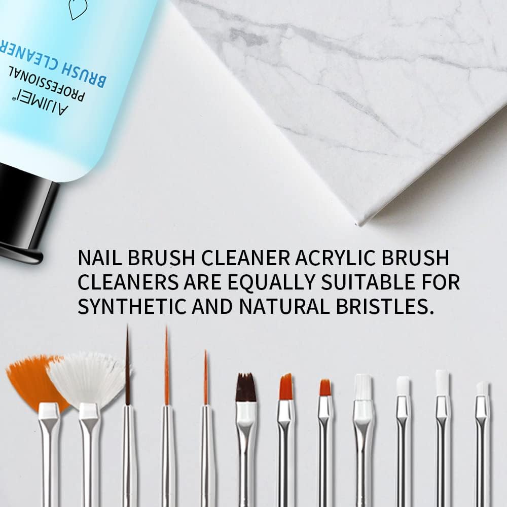 AIJIMEI Nail Brush Cleaner Gel Set Fast Cleaning Nail Brush Cleaner Easy To Use For Salons And Home Use Acrylic Nail Brush Cleaner Nail Art Brushes Cleaner, Paint Nail Brush Cleaner 1.96FL OZ