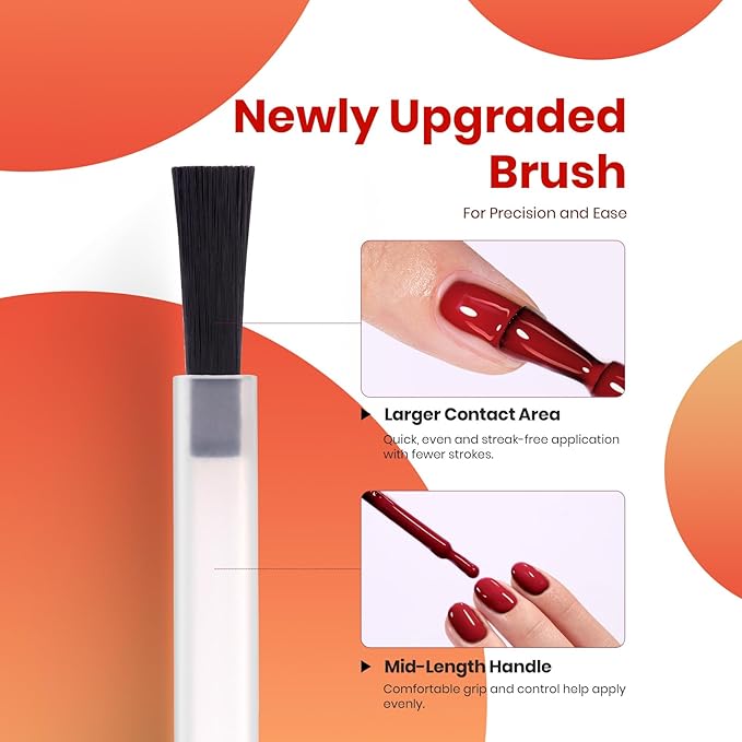 Beetles Orange Gel Nail Polish Set 6 Colors Burgundy Brown Dark Red Yellow Light Orange Fall Gel Polish Kit Soak Off UV LED Hema Free DIY Home Salon Gift for Women Autumn Dusk