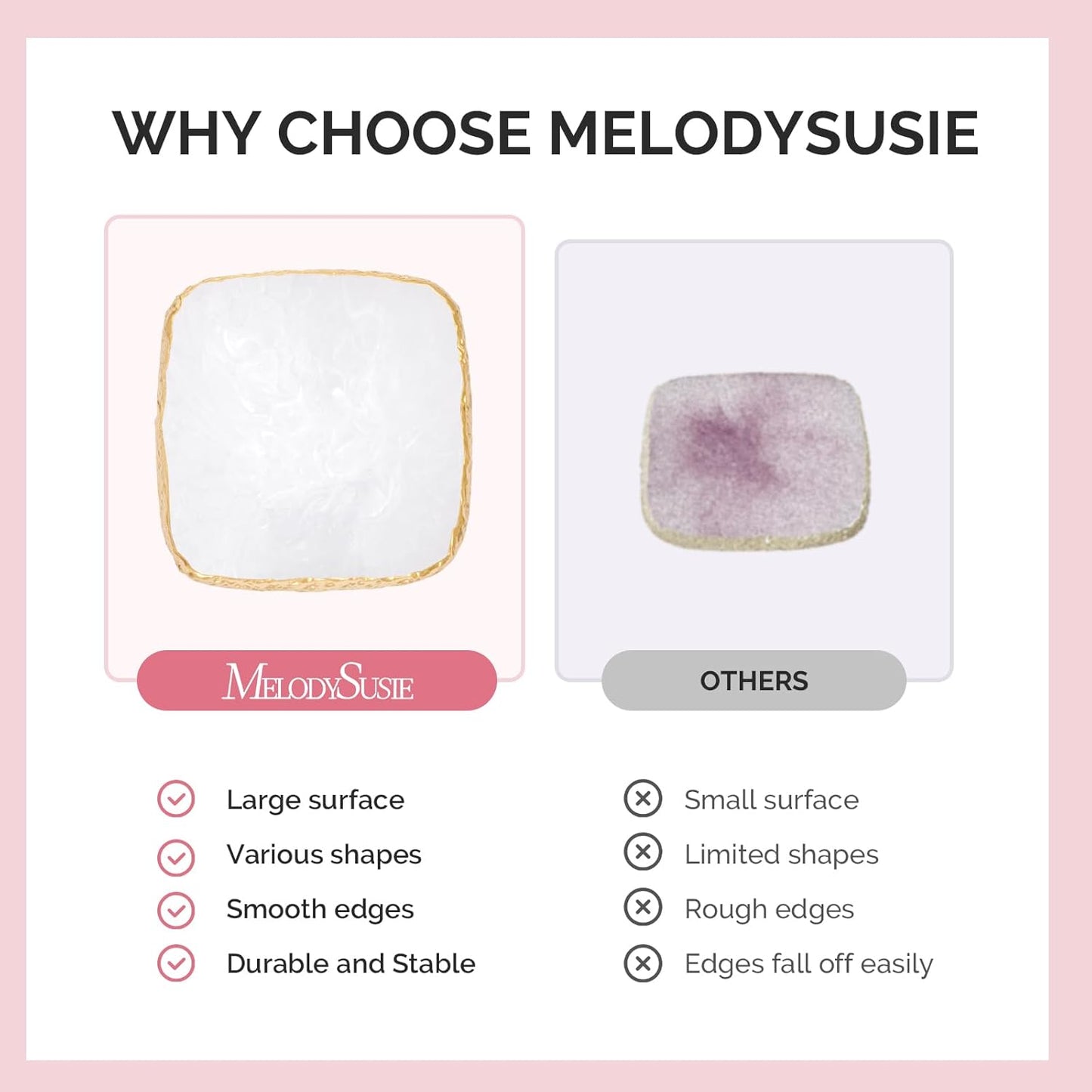 MelodySusie 1PC Square Shape Resin Nail Art Palette, Professional Color Mixing Board for Gel Polish, Acrylics, Pigment Blending, Salon and DIY Makeup Artist Tool, White