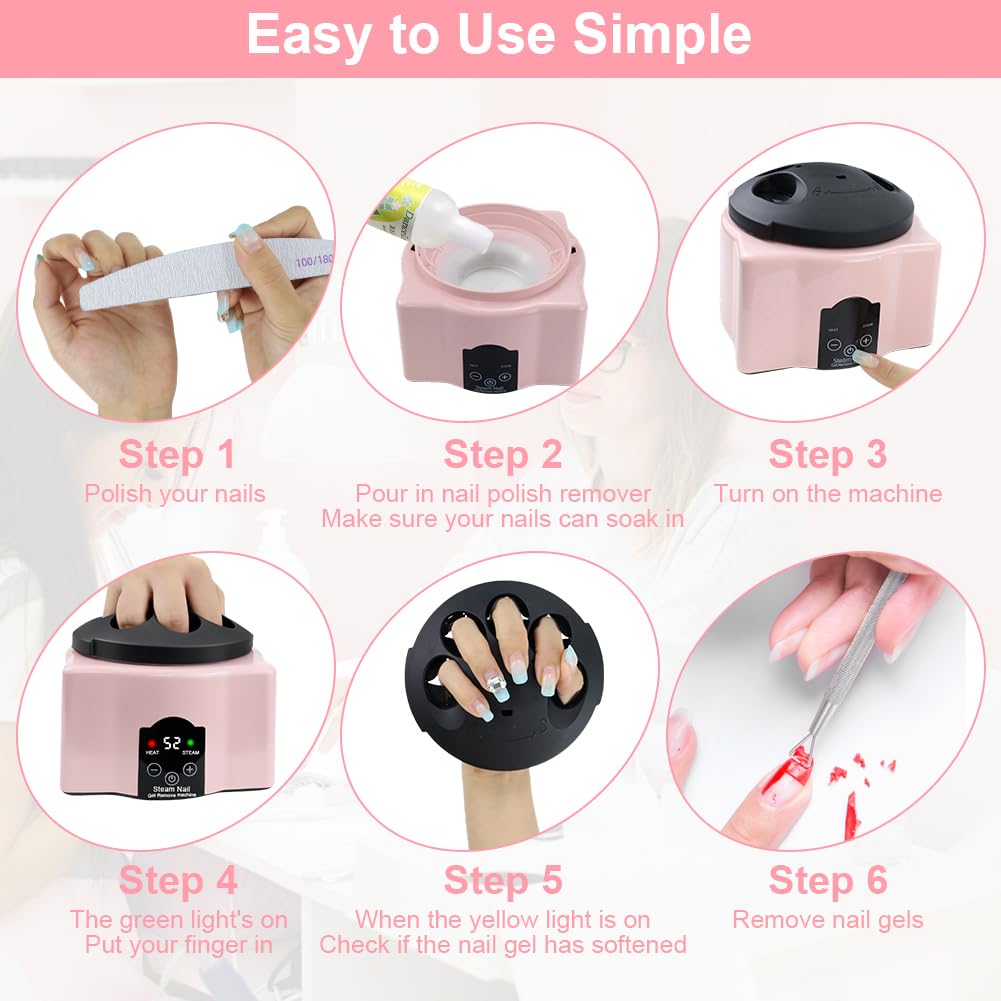 Nail Soaking Bowl with Nail Care Kit, Abnaok Gel Nail Polish Remover Machine Nail Steamer Remover Gel Polish Removal Electric Acrylic Nail Remover Soak off Bowl for Salon Home