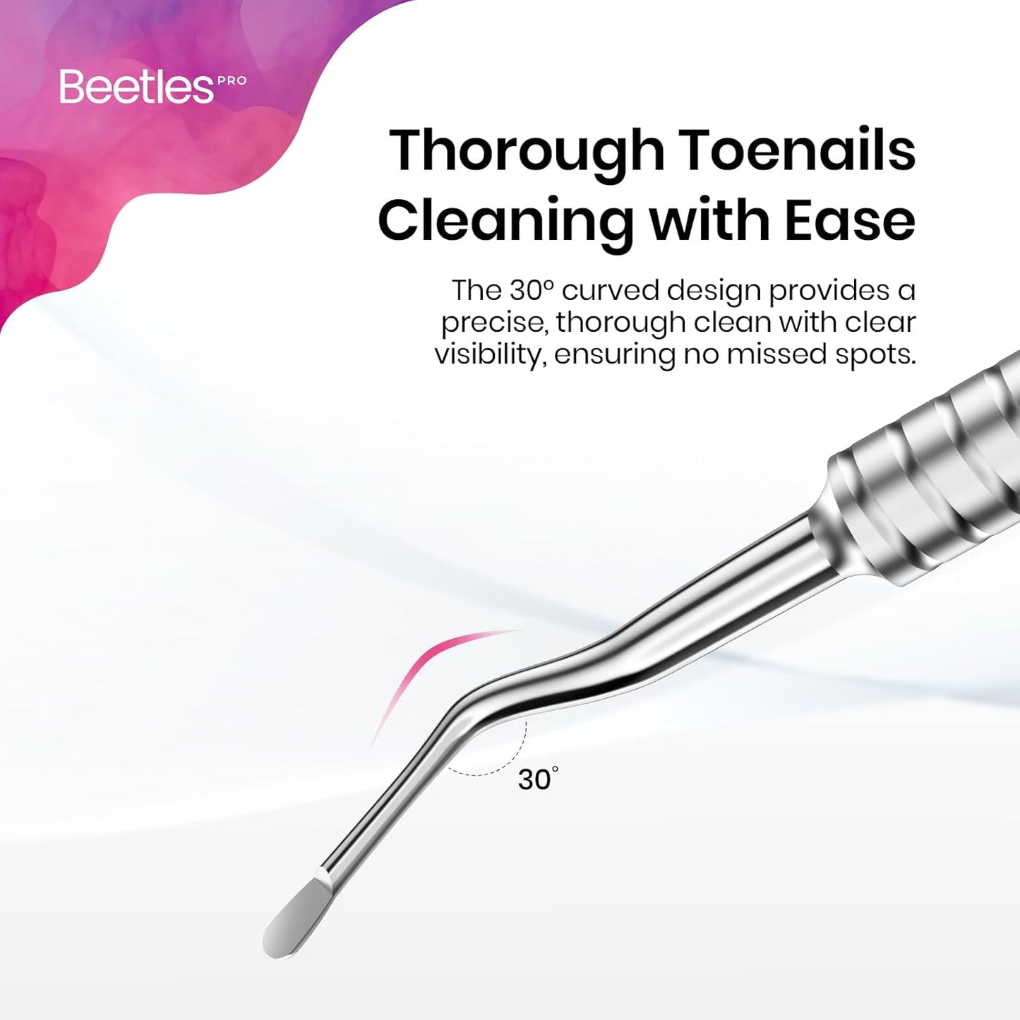 Dual-Ended Cuticle Pusher, Stainless Steel Pointed Tip (12mm) and Cuticle Scoop (14mm) for Precise Cuticle Care, Ergonomic Anti-Slip Handle, Professional Manicure Tool for Nail Care