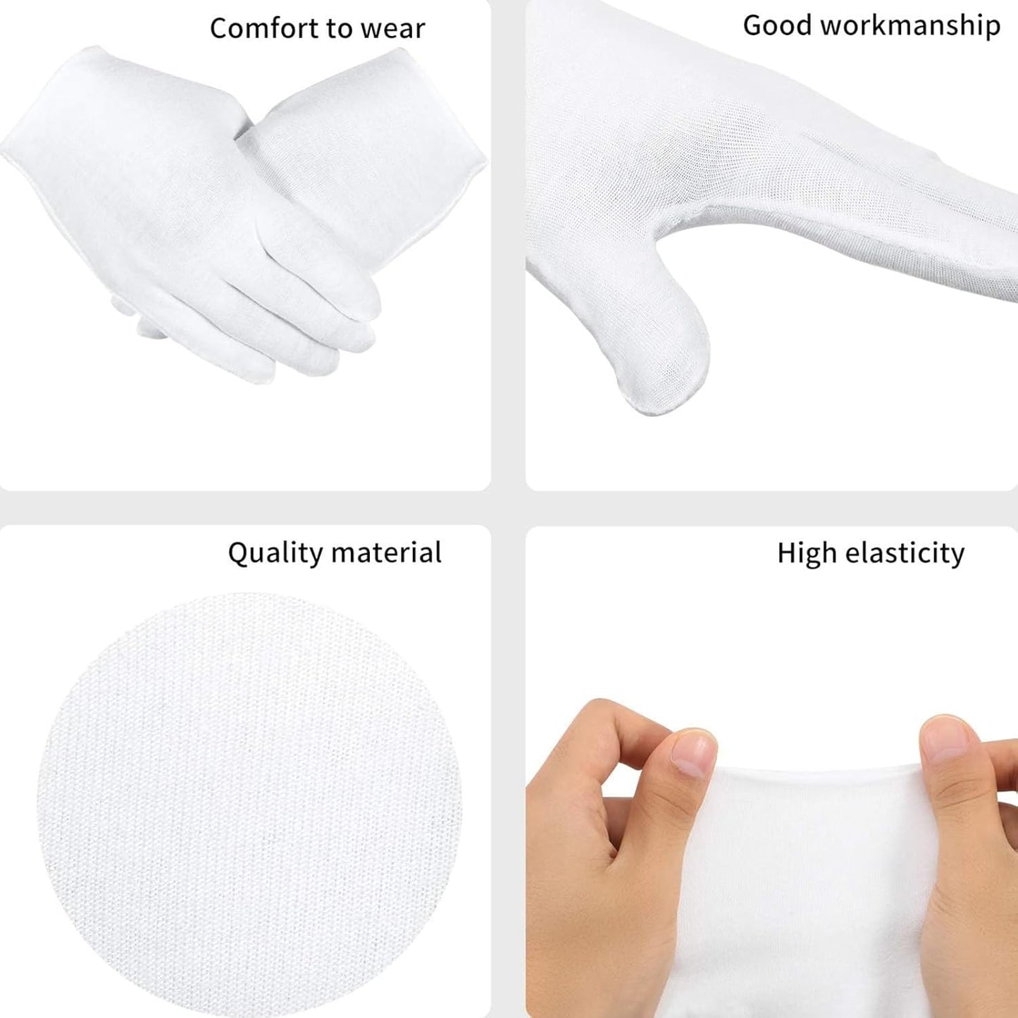 Frienda 300 Pcs Cotton Gloves Bulk Large Size for Men Women Inspection Gloves for Dry Hand Art Handling Coin Jewelry (XL)