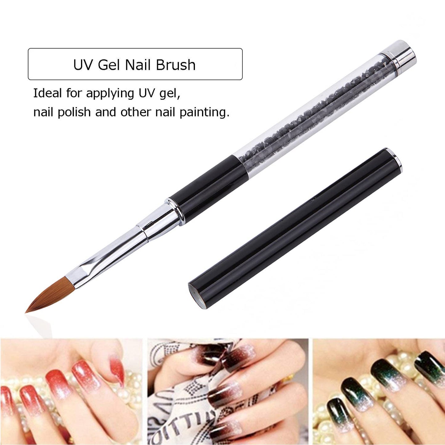 SILPECWEE 2Pcs Acrylic Nail Brush, Oval Nail Art Brushes Nail Clean Up Brushes Nail Design Tools Nail Painting Kit Manicure Remover Polish Brush