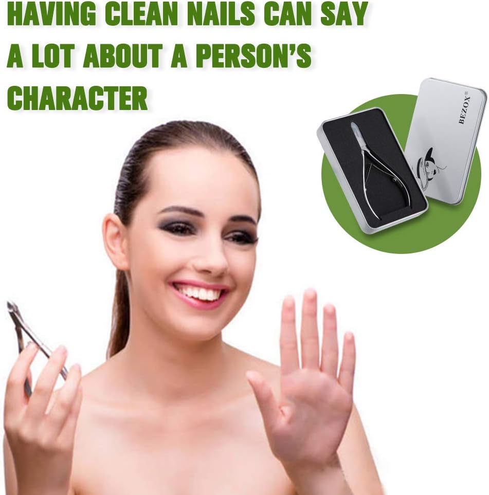 BEZOX Cuticle Clippers - Stainless Steel Professional Cuticle Cutter Hangnails Trimmers - Full Jaw Manicure Cuticle Nipper(6mm)