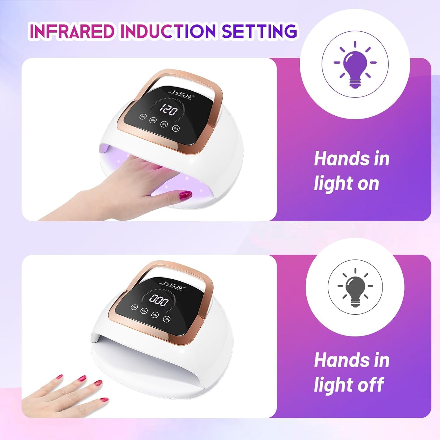 Wisdompark 268W UV LED Nail Lamp, Nail Dryer for Gel Polish, 4 Timers Curing Lamp Professional Nail Light, 66Pcs Uv Beads and Automatic Sensor (Black)