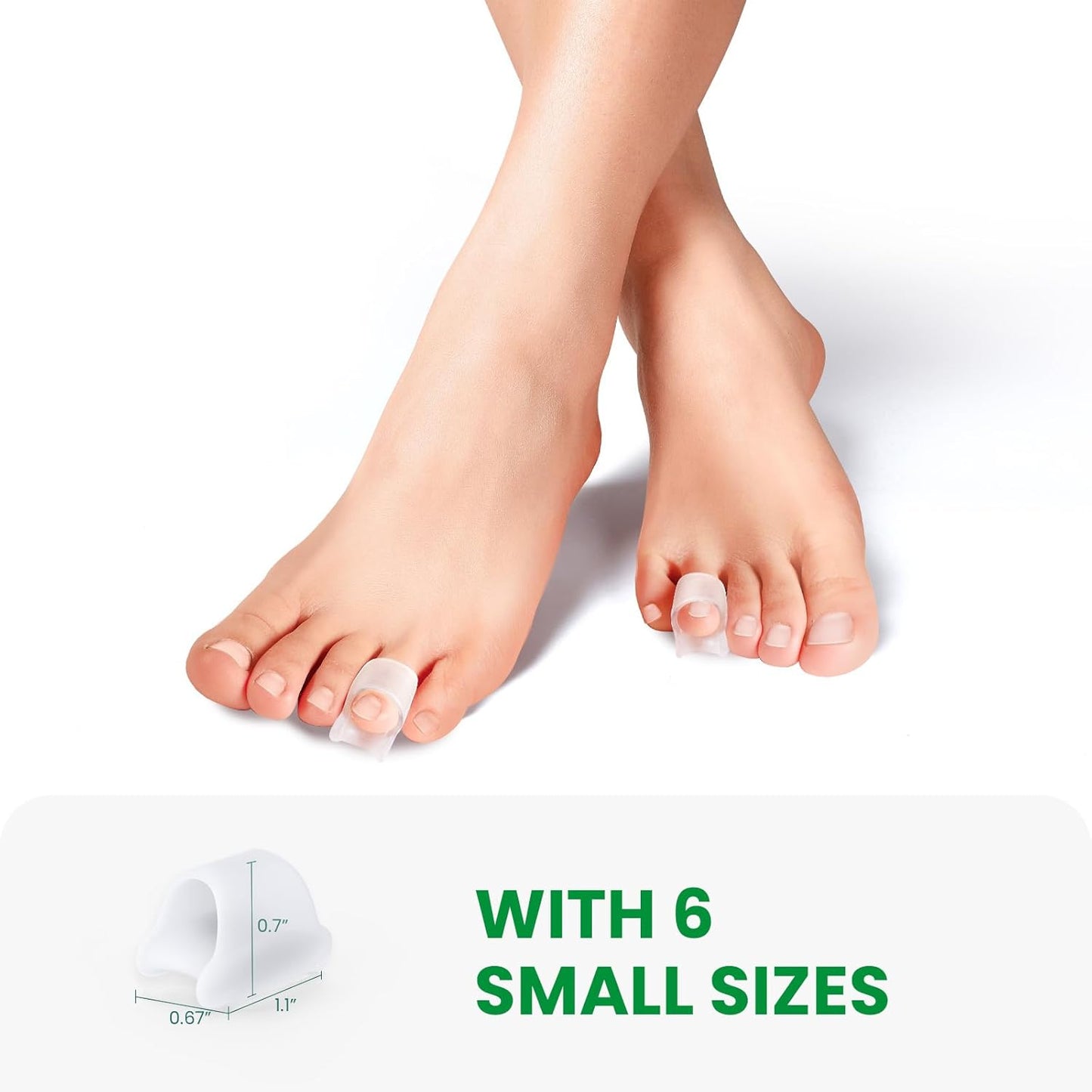 Bukihome Hammertoe Corrector - 6 Pack Toe Straightener to Curled Toes, Broken toe, Bunion Corrector for Women and Men, Small Size (Clear)
