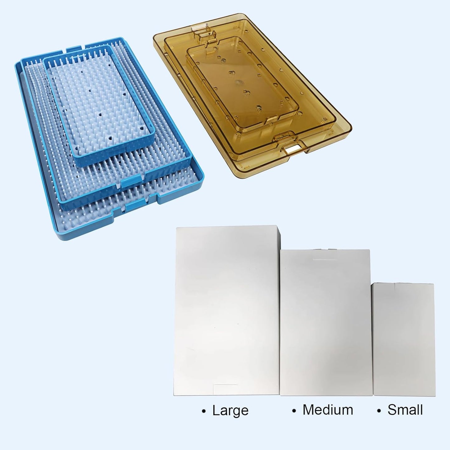 EustomA Autoclavable Instruments Sterilization Tray Case Plastic with Silicone Mat Storage Box S/M/L Size for Instruments/Tools (S)