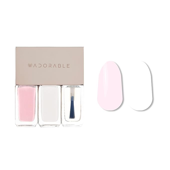 Breathable Halal Vegan Nail Polish – Water-Based 3pc Gift Set (English Rose Pink + Soft White + Clear Top Coat) | Non-Toxic, Eco-Friendly, Cruelty-Free, 0.51 fl oz