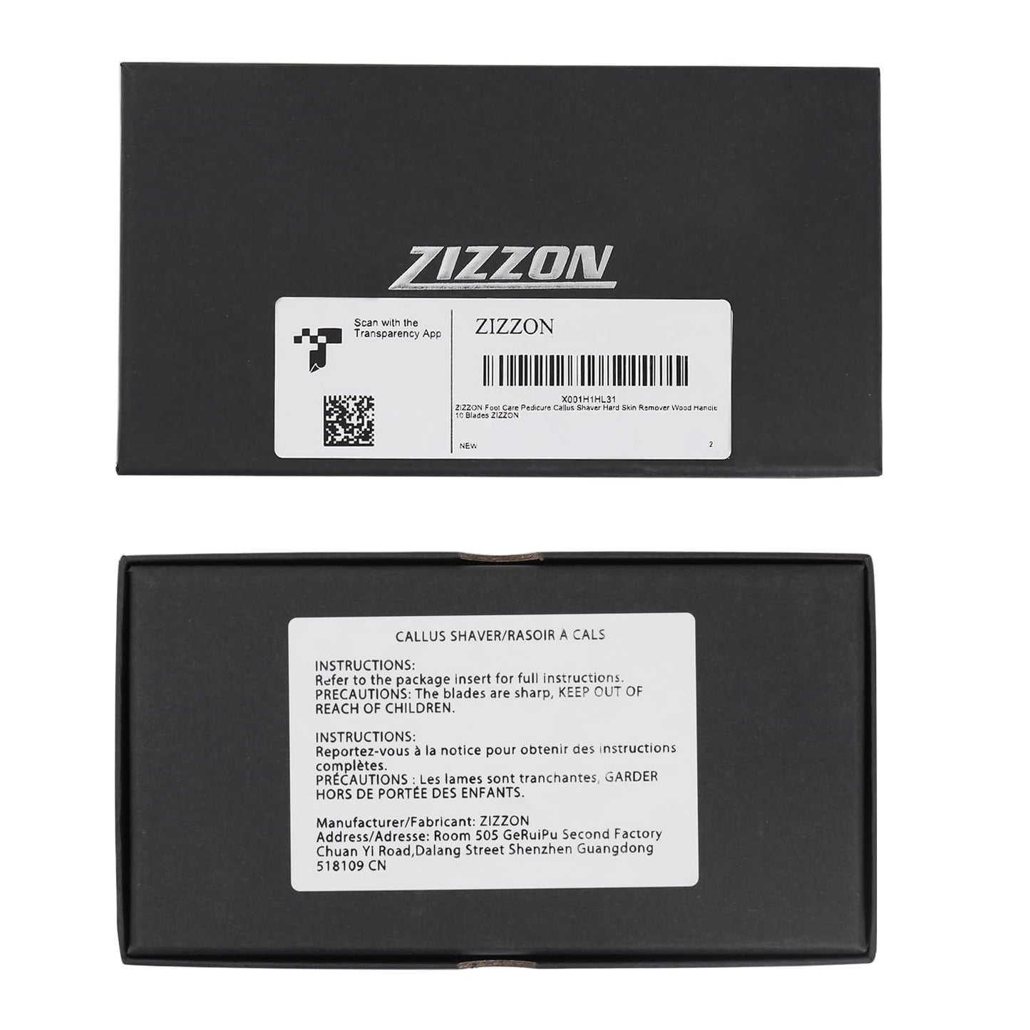 ZIZZON Foot Care Pedicure Callus Shaver Hard Skin Remover Wood Handle 10 Blades ZIZZON