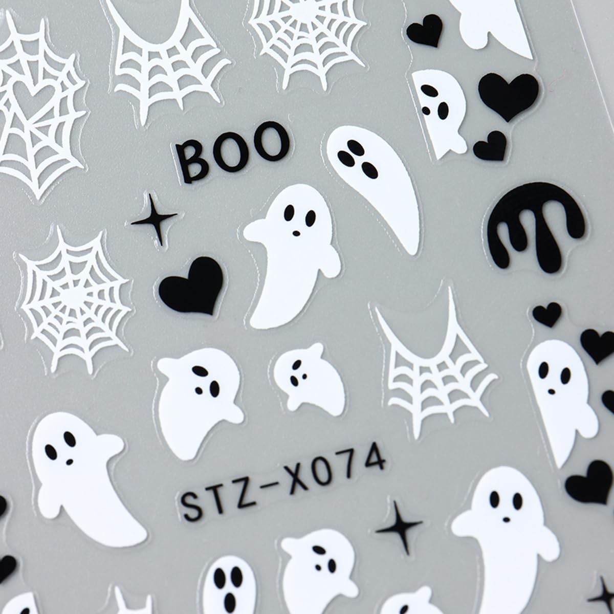 Halloween Nail Art Stickers Decals 3D Ghost Spider Web Nail Stickers 6PCS Cute Ghost Love Heart Spider Web Bandage Eye Ball Halloween Nails Design Adhesive Stickers for Women DIY Nail Art Decorations